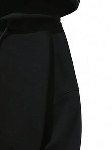 Men Butterfly & Letter Graphic Kangaroo Pocket Drawstring Hoodie - Black - View 4