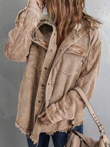 CILKOO Abrigos de Mujer Bolsillo Dobladillo sin costuras Botón delantero Color combinado Casual