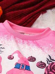 SHEIN Young Girl Christmas Print Sweatshirt - Baby Pink - View 4