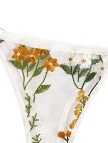 Set de lencería con aro ribete en forma de lechuga con malla con bordado - Multicolor - Ver 5