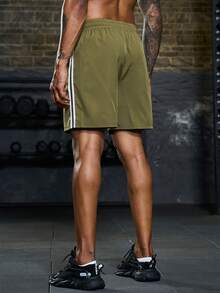 Manfinity Sport Corelite Nam Băng tương phản Eo dây rút Quần short thể thao - xanh quân đội - Xem 2