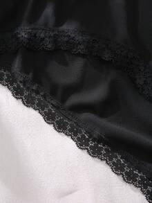 SHEIN Talla grande Bragas ribete con encaje con lazo delantero - Negro - Ver 4