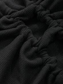 DAZY Drawstring Front Crop Halter Top & Bolero - Black - View 8