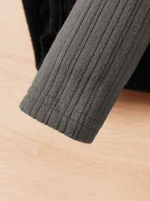 SHEIN Baby Girl 3pcs Mock Neck Ribbed Knit Bodysuit - Black and White - View 3