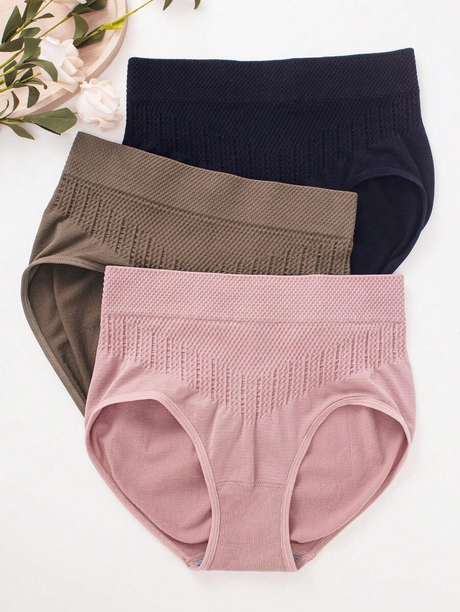 Shein Underwear&Sleepwear Basics 3 piezas Calzoncillos unicolor tejido de canalé