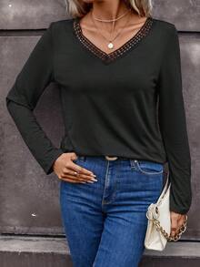 SHEIN Frenchy Button Back Asymmetrical Hem Tee - Black - View 6