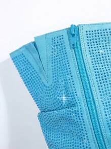 SHUZIA Pointy Toe Slip On Stiletto Boots - Blue - View 4