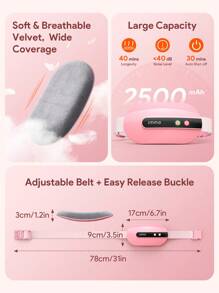 Menstrual Heating Pad For Cramps,Portable Heating Pad With 4 Heat Levels And 4 Vibration Massage Modes, Fast Heating Belly Wrap Belt, Back Or Belly Heating Pad Cramps Heating Pad For Women,Beauty & Personal Care Necessary Instruments - Pink - View 5