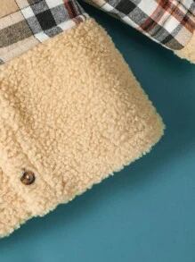 Baby Boy Plaid Print Hooded Teddy Coat - Multicolor - View 3