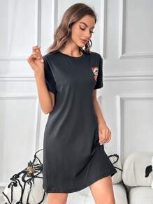 DOMINATE Skull Print Nightdress - Black - View 6
