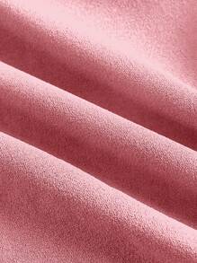 SHEIN LUNE Plus Solid Belted Flare Leg Pants - Coral Pink - View 3