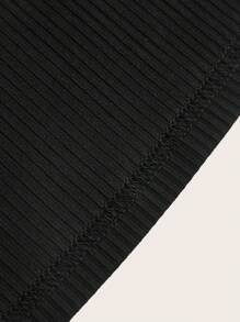 Flirla 大碼純色鈕扣前T恤 - 黑色 - 查看 4