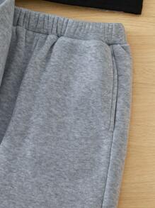 女大童素色連帽衛衣和運動褲&T恤 - 彩色 - 查看 6