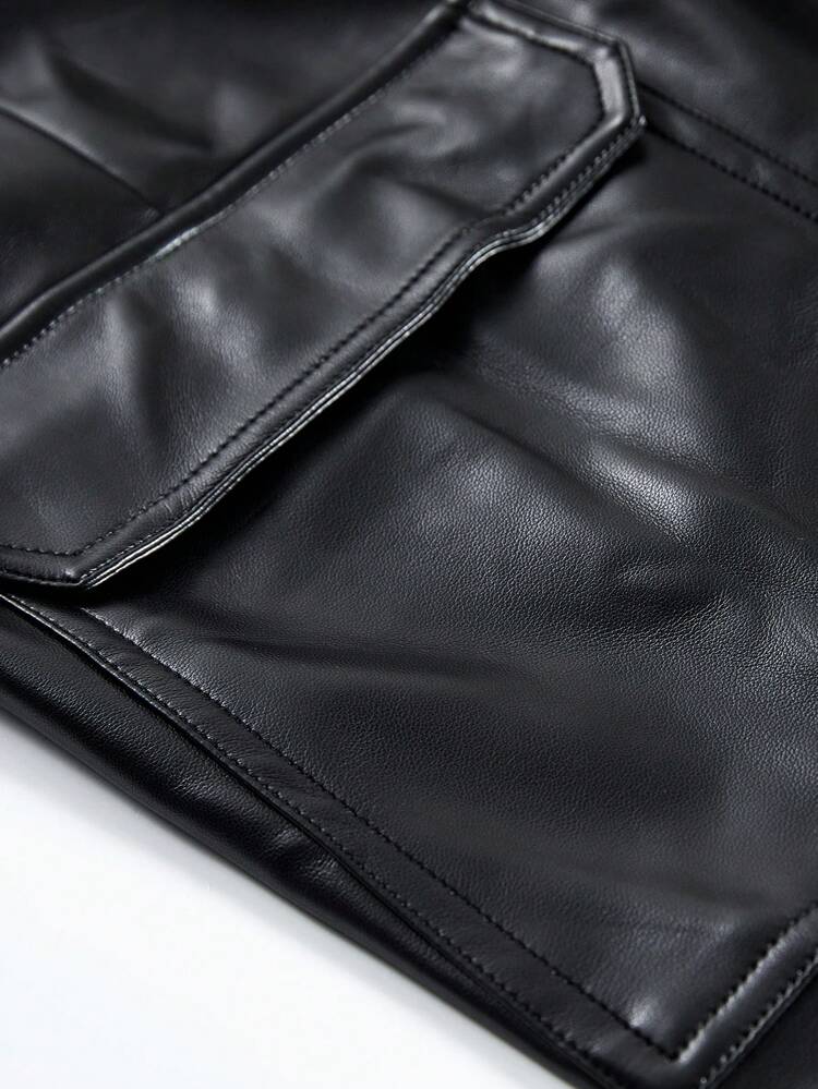 Solid Flare Leg PU Leather Pants Fall Cloth For Women