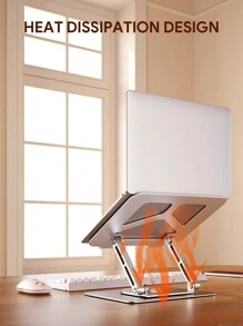 JMMO Adjustable Aluminum Laptop Stand For Desk,Laptop Riser With 360° Rotating Base,Foldable Laptop Holder Stand - Silver - View 4