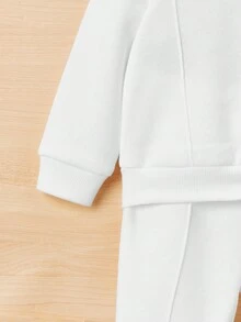 SHEIN 男嬰素色衛衣和衛褲 - 白色 - 查看 3