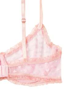 5pack Heart Pattern Mesh Bow Underwire Garter Lingerie Set - Pink - View 4