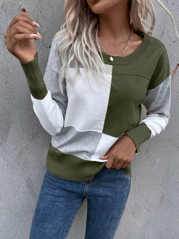 Drop shoulder sweater online shein