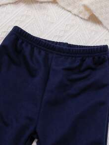 Baby Boy Letter Patched Striped Trim Varsity Jacket & Sweatpants - Black - View 4