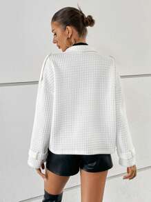 SHEIN Essnce Flap Pocket Drop Shoulder Zip Up Jacket - Grey - View 2