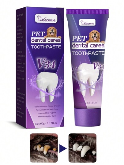 PETSIN 1pc Pet Toothpaste, Removes Plaque And Tartar, Freshen Breath, Gum Care (Packaging Style Random)