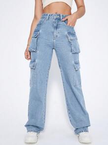 SHEIN ICON Flap Pocket Cargo Jeans