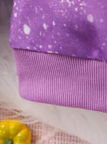 SHEIN Young Girl Letter & Cartoon Graphic Sweatshirt - Purple - View 5