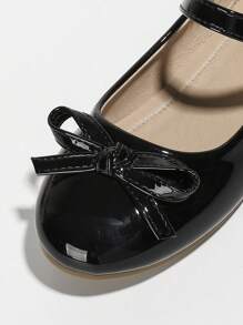 Winter Girls' Princess Style Flat Shoes With Bowknot For Students & Stage Performance - Black - View 4
