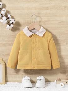 SHEIN Baby Boys' Color Blocking Double-sided Fleece Jacket - Yellow - View 3