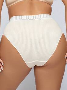 Plus Striped Tape Waist Panty - Apricot - View 2