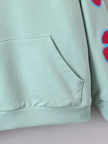 SHEIN 女大童花卉與標語圖案連帽衫