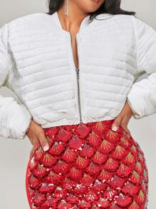 SHEIN SXY Solid Crop Padded Coat For Winter