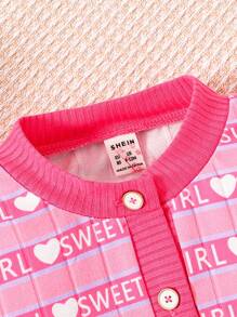 Baby Girl Heart & Letter Graphic Jacket & Dress - Hot Pink - View 4