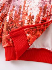 SHEIN Young Girl Sequin Effect Bomber Jacket - Multicolor - View 6