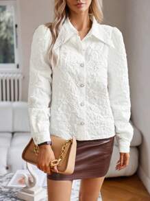 Aveloria 素色前紐扣襯衫 - 白色 - 查看 4