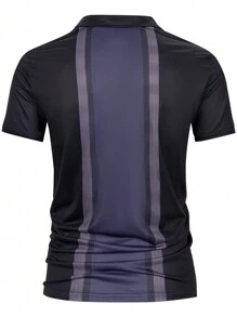 Manfinity Homme Men Color Block Quarter Zip Polo Shirt - Black - View 2