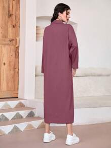 Mulvari 捲邊袖素色連衣裙 - 鏽棕色 - 查看 2