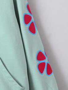 SHEIN 女大童花卉與標語圖案連帽衫