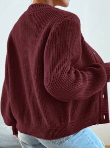 Aidyla 勃艮第红色纯色纽扣前开衫