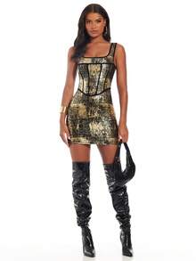 SHEIN BAE Vestido con ribetes en contraste