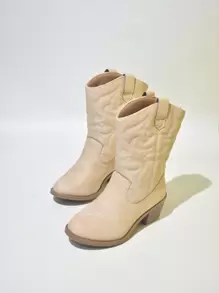 Botas Vaqueras Para Niños Para Niñas - Beis - Ver 1