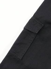 Tween Boys Versatile Personalized School Style Sporty Pocket Denim Pants,Holiday,Summer,Travel - Black - View 6