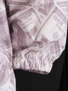 Young Boy Full Print Hooded Half Zip Long Sleeve Jacket - Apricot - View 5