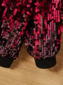 SHEIN Young Girl Zip Up Sequin Bomber Jacket - Multicolor - View 4