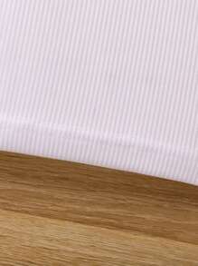 SHEIN Young Girl Solid Mock Neck Fuzzy Cuff Tee - White - View 5