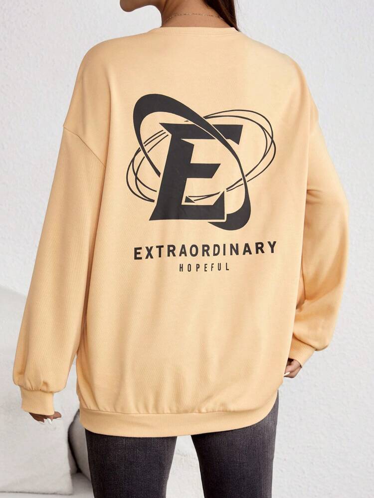 Maternity Letter Graphic Drop Shoulder Sweatshirt, For Winter