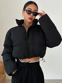 DAZY 纯色拉链加厚棉衣，女士冬季外套