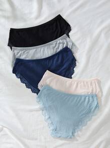 Women's Lace Trim Triangle Panties 5pcs/set