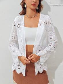 Soleia Open Front Bell Sleeve Schiffy Coat - White - View 4