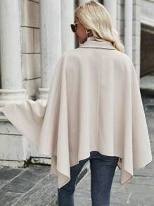 Chiquease 斗篷袖腰帶花呢外套 - 杏色 - 查看 2